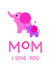 mother's day greeting with cute elephant graphic