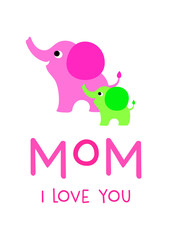 mother's day greeting with cute elephant graphic