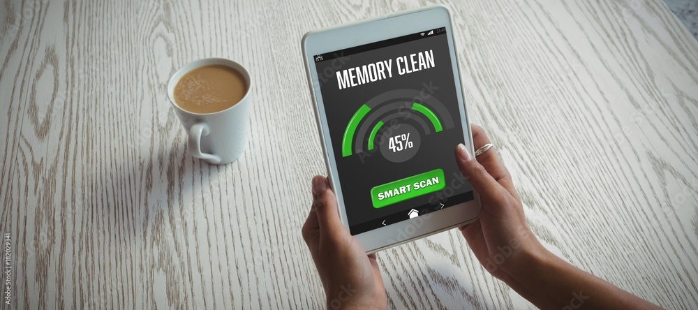 Poster composite image of mobile display with memory cleaner