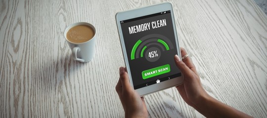 Composite image of mobile display with memory cleaner