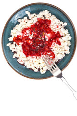 Cottage cheese, strawberry jam and chia