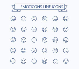 Smiley emoticons line vector icons.Emoji vector set.