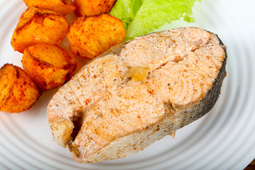 Steamed salmon