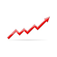 Growth chart vector icon, Graph icon, Red Graph sign