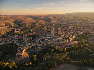 Segovia, España. Vista aerea desde un globo aerostático