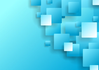 Fototapeta na wymiar Light blue abstract tech squares background