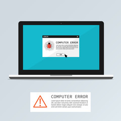 computer bug error notification popup vector