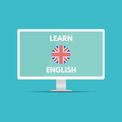 English online mobile learn concept, learning app. Vector illustration