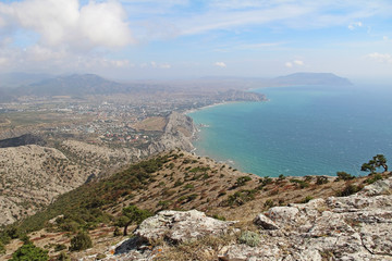 Fototapeta premium On a Mountain Socol (Sokol) (Falcon) peak overlooking the Black sea, Crimea.
