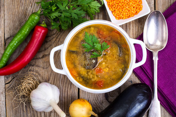 Vegetable soup with lentils