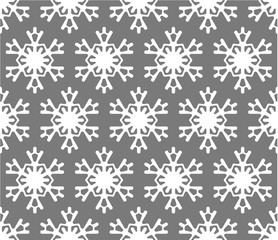 seamless pattern white snowflakes on gray background