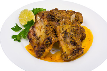 Meat ribs in sweet and sour sauce