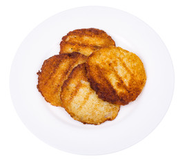Potato pancakes on a white plate