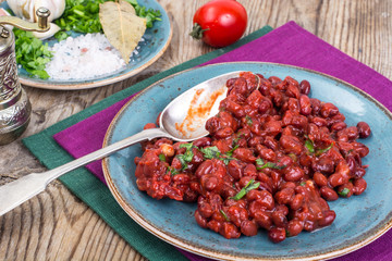 Spicy red bean dish with sauce