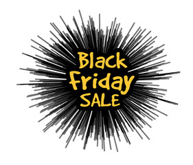 Black Friday in the form of a star drawn in the explosion in the background