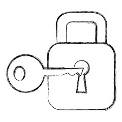 safe secure padlock with key vector illustration design