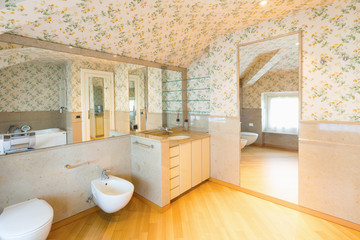 Luxurious bathroom with upholstery