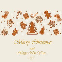 Christmas, gingerbread, cookies. Isolated elements, symbols of the new year in the form of ginger cookies.