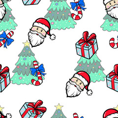 Christmas background. Seamless pattern. Hand-drawn style. Vector.