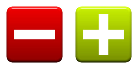 Obraz premium Roter Button zeigt Minus Grüner Button zeigt Minus