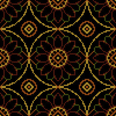Cross stitch a traditional pattern .