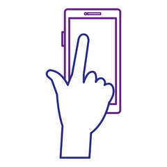 hands human with smartphone device vector illustration design