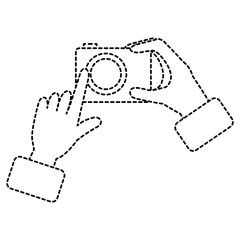 hands with photographic camera isolated icon vector illustration design