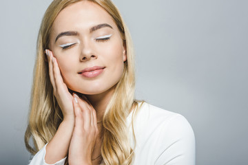 Fototapeta premium beautiful woman with white makeup