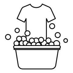 laundry pot with shirt vector illustration design