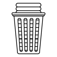 laundry basket with pile of folded clothes vector illustration design