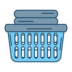 laundry basket with pile of folded clothes vector illustration design