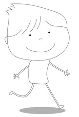 Happy jumping guy, cartoon style illustration
