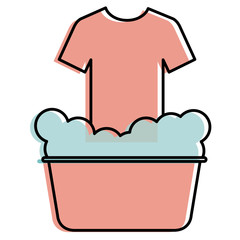 laundry pot with shirt vector illustration design