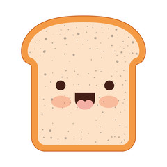 kawaii bread slice in colorful silhouette on white background