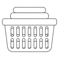 laundry basket with pile of folded clothes vector illustration design