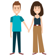 lovers couple avatars characters vector illustration design