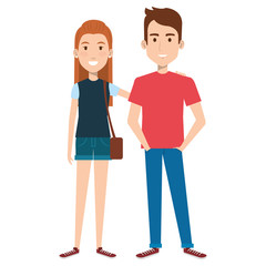 lovers couple avatars characters vector illustration design