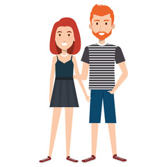 lovers couple avatars characters vector illustration design