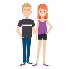 Obraz premium lovers couple avatars characters vector illustration design