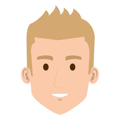 young man head avatar character vector illustration design