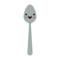 kawaii spoon expression in colorful silhouette on white background