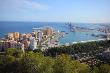 Fototapeta na wymiar Veduta del porto di Malaga
