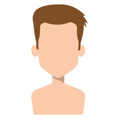 young man shirtless avatar character vector illustration design