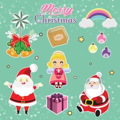 Set of Merry Christmas and Happy New Year