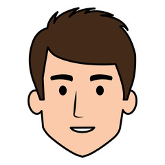 young man head avatar character vector illustration design