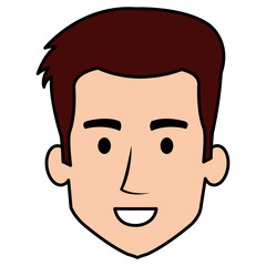 young man head avatar character vector illustration design