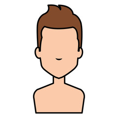 young man shirtless avatar character vector illustration design