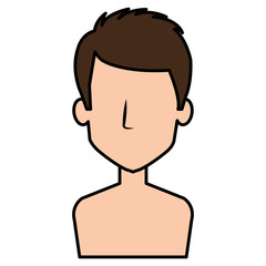 young man shirtless avatar character vector illustration design