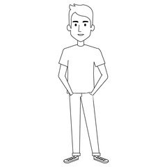 young man avatar character vector illustration design