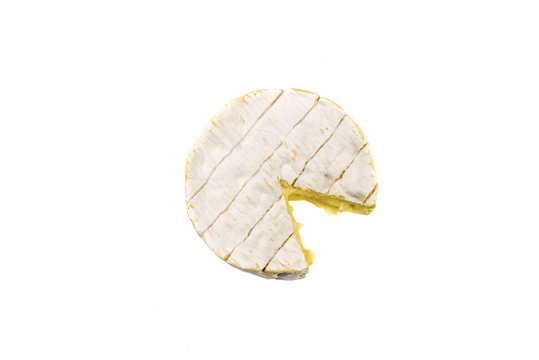 Fresh Camembert cheese natural on white background